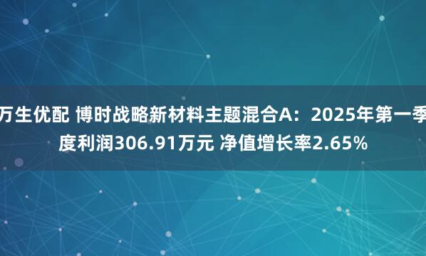 万生优配 博时战略新材料主题混合A：2025年第一季度利润306.91万元 净值增长率2.65%