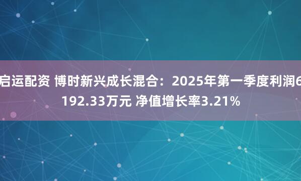 启运配资 博时新兴成长混合：2025年第一季度利润6192.33万元 净值增长率3.21%