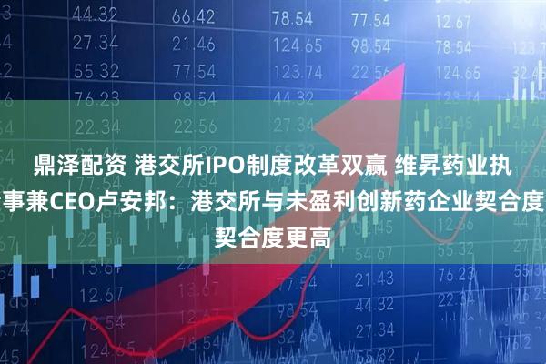 鼎泽配资 港交所IPO制度改革双赢 维昇药业执行董事兼CEO卢安邦：港交所与未盈利创新药企业契合度更高
