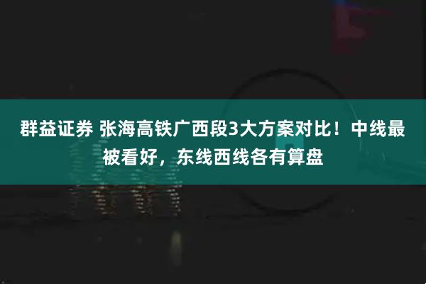 群益证券 张海高铁广西段3大方案对比！中线最被看好，东线西线各有算盘